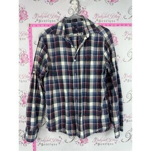 GAP classic fit shirt Navy Blue White Red Plaid Button-Up Shirt